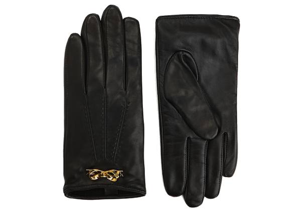 River Island Bow Trip Leather Gloves