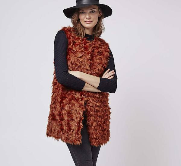 Topshop Faux Fur Shaggy Gilet
