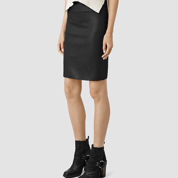 All Saints Metal Pencil Skirt