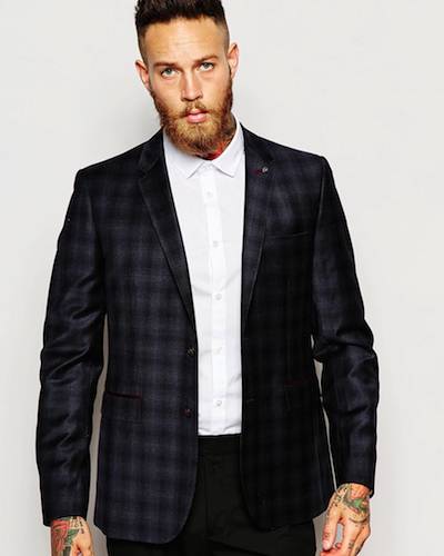 Ted Baker Navy Check Suit Jacket