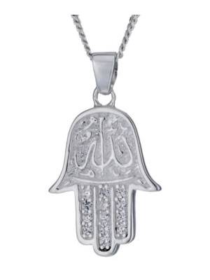 Sterling Silver Cubic Zirconia Hamsa Pendant