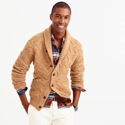JCrew Italian Cashmere Cable-Knit Shawl Cardigan