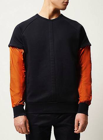 River Island Navy Lou Dalton Contrast Sleeve Sweatshirt