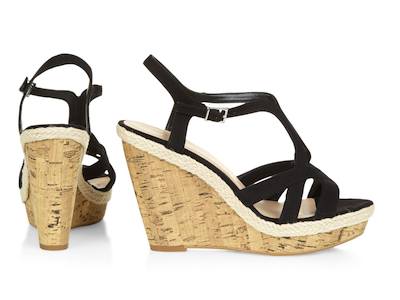 New Look Black Strappy Cork Wedges