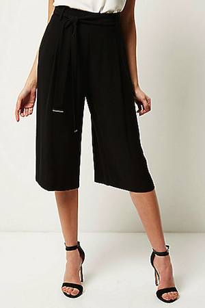 River Island Black Smart Belted Culottes