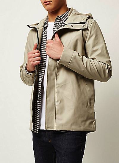 River Island Cream Bellfield Waterproof Rain Mac Coat