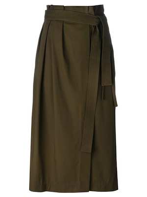 Phillip Lim Green Belted Pleated Skirt