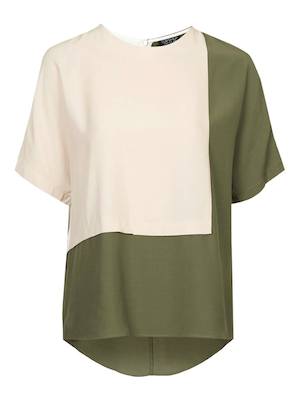 Topshop Green Colour Block Tee
