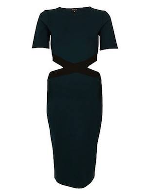 River Island Green Cut-out Side Bodycon Dress