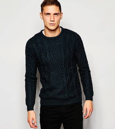Pull&Bear Cable Knit Crew Neck Jumper