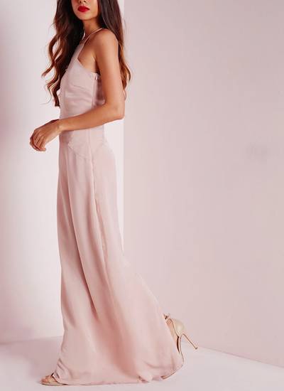 Missguided Nude Silky Floaty Maxi Dress
