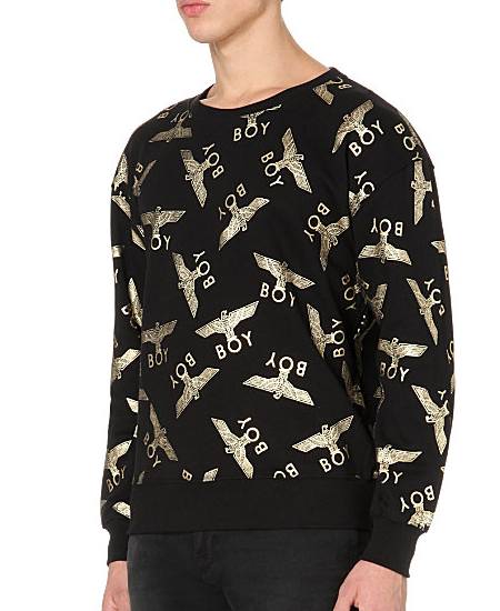 Boy London Metallic Eagle Repeat Cotton Sweatshirt