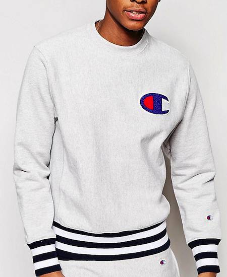 Champion Sweatshirt With Logo and Ribbed Hem