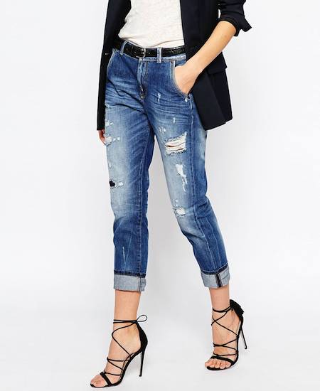 Sisley Boyfriend Jeans with Distress Detail
