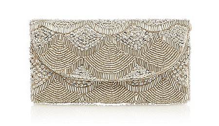Debenhams Silver Beaded Clutch Bag
