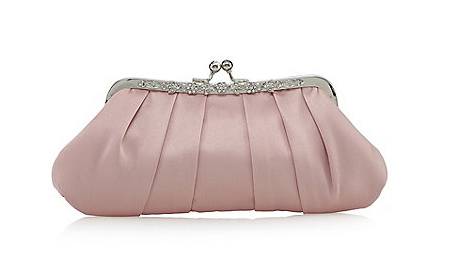 Pink Satin Clutch Bag