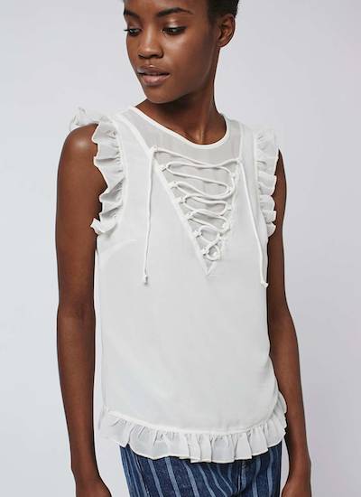 Topshop Victorian Lace-Up Shell Top
