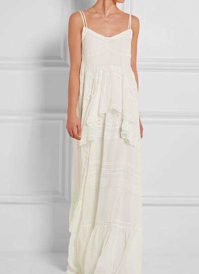 Needle & Thread Victoriana Lace-Trimmed Silk-Chiffon Maxi Dress
