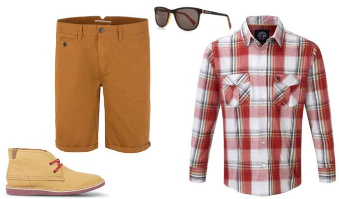 Men's Chino Shorts with Checked Shirt