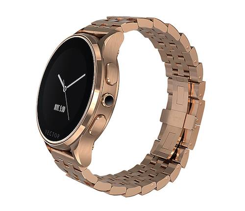 Vector Luna Polished Stainless Steel Rose Gold Case and Bracelet Smartwatch