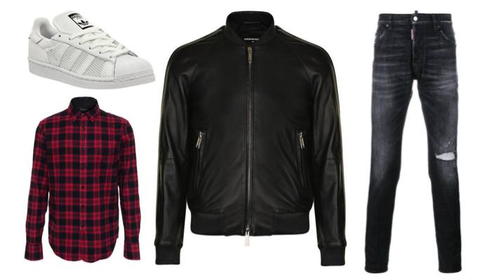 Men's Bomber Leather Jacket Outfit Ideas