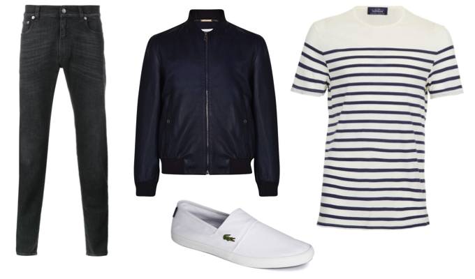 Men's Blue Leather Jacket Outfit Ideas