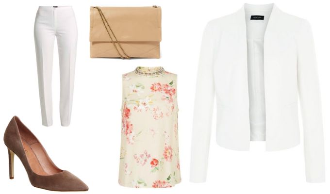 Women's White Blazer Suit Outfit