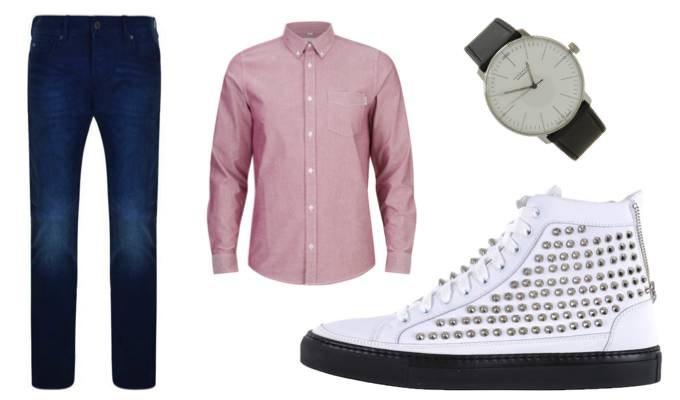 Studded Hi-Tops Outfit Idea for Men
