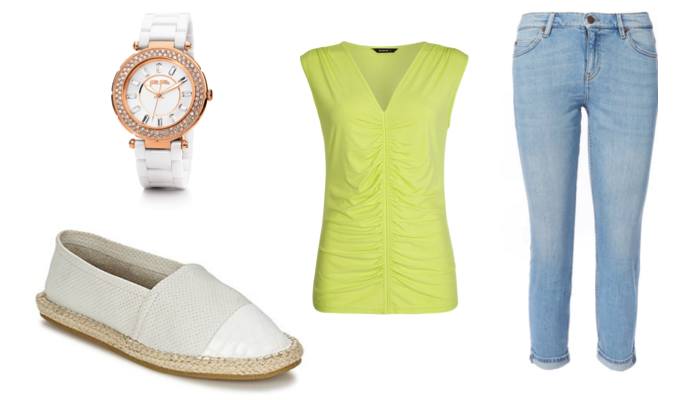 Women's Rouched Top Outfit Idea