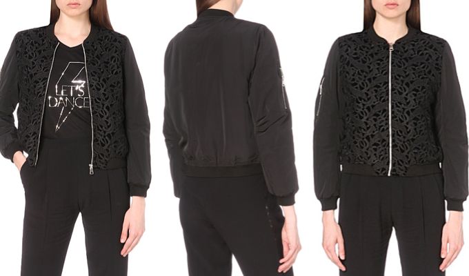 Women's Claudie Pierlot Vamos Lace & Shell Bomber Jacket