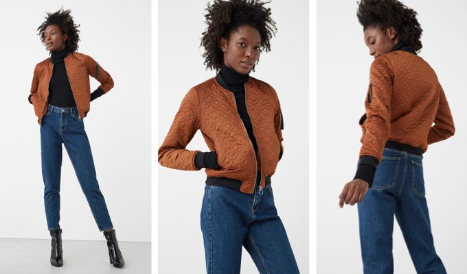 Mango Contrast Trims Bomber Jacket