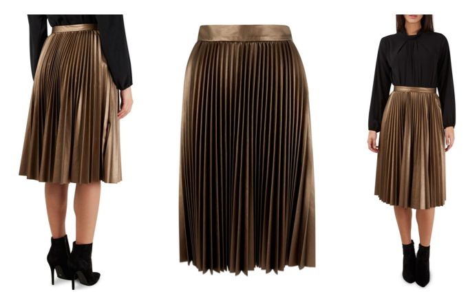 Closet Bronze Pleated Skirt