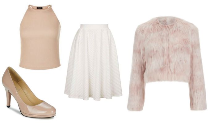 Women's Cropped Faux Fur Coat Outfit Idea