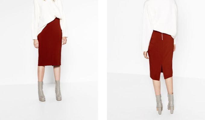 Zara Brick Red Pencil Skirt