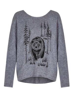 Yumi Bear Print Christmas Jumper
