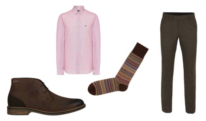 Men's Chukka Boots & Tweed Trousers Outfit Idea