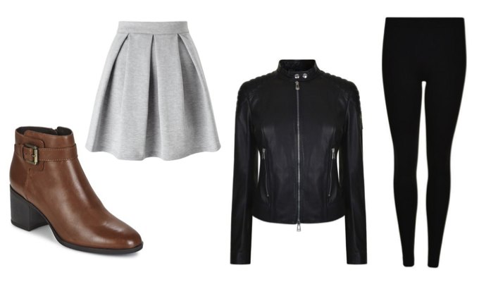 Leggings and Mini Skirt Outfit Idea