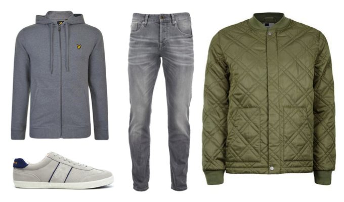 Men's Green Puffer Jacket Casual Outfit