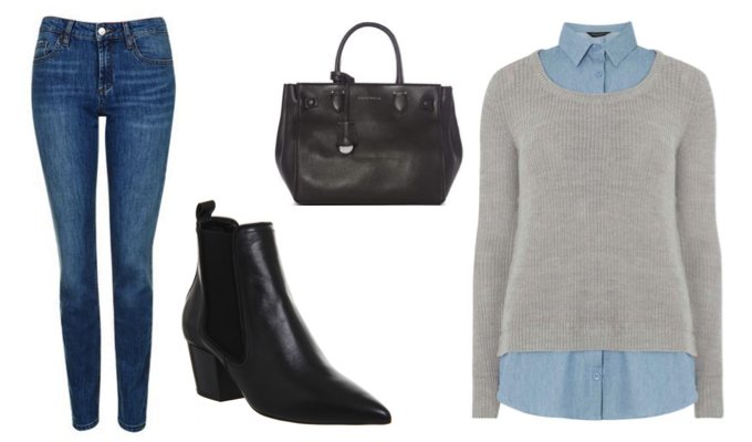 Women's Denim Shirt Work Outfit Idea