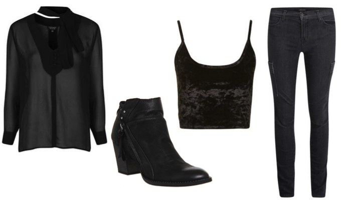 Women's Cami Under a Sheer Top Outfit Idea