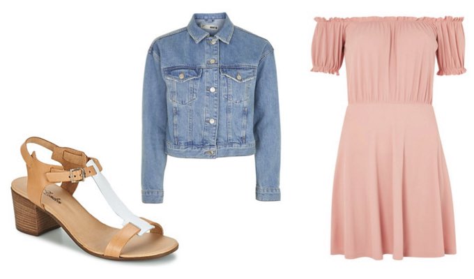 Womens Pink Bardot Dress Summer Outfit