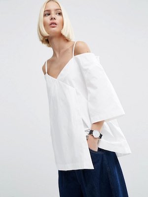ASOS Cold Shoulder Poplin Blouse