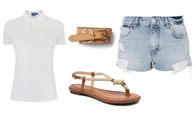 Womens Denim Shorts & Polo Shirt Outfit