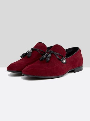 ASOS burgundy faux suede loafers