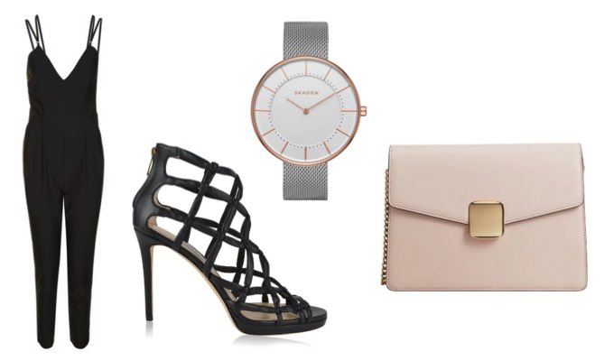 Strappy Jumpsuit and High Heels Outfit for Night Out