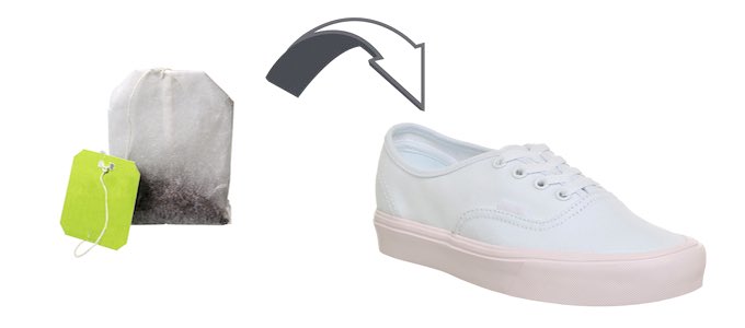 Tea bag placed in shoes to reduce smell style hack