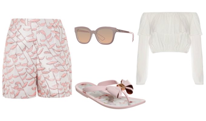 Shorts and bardot top outfit for BBQ with friends