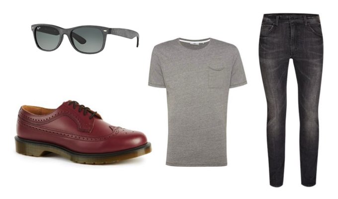 Men's Brogues, Black Jeans and Grey T-Shirt Summer Outfit