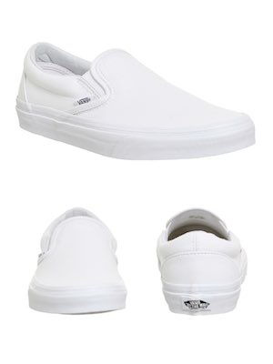 Women's Vans White Classic Slip-ons
