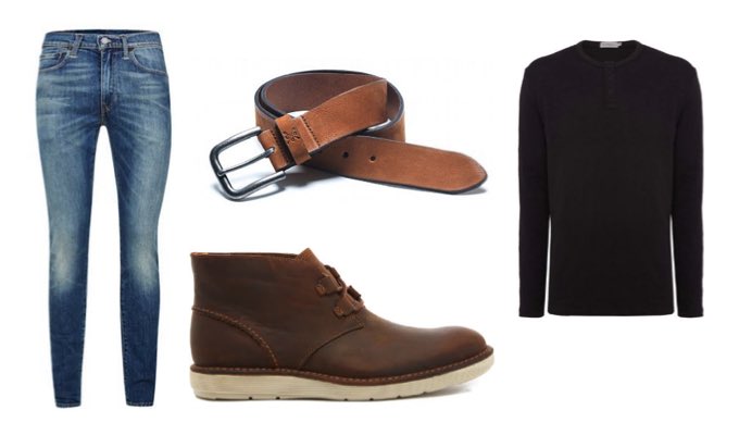 Men's Cold Day BBQ Outfit with Jeans and Chukka Boots